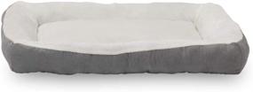 img 1 attached to 🐾 40 x 30 Plush Rectangle Low Bumper Pet Bed - Long Rich Design with Non-Slip Bottom, by Happycare Textiles