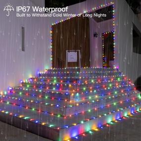 img 3 attached to 🎄 Ollny Outdoor Christmas String Lights - 200LED/82ft Multicolored Warm White, IP67 Waterproof, Long Plug-In Twinkle Fairy Light with 11 Modes & Timer for Xmas, Holiday Party, Thanksgiving Indoor Decorations