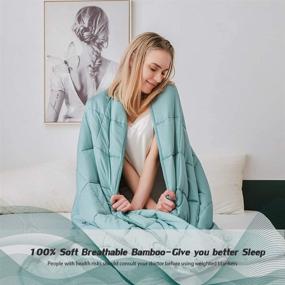 img 1 attached to 🌿 Dornroscn Bamboo Cooling Weighted Blanket: Natural Bamboo Viscose, 15lbs, Twin Size for Hot & Cold Sleepers - Sea Grass