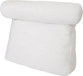 img 1 attached to 🛏️ Plain White Relax In Bed Pillow - Top Lounger Support Pillows with Neck Roll for Reading or Bed Rest - Lower Back Pillow - Back Support Cushion - Chair for Lower Back Pain Relief