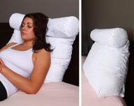 🛏️ plain white relax in bed pillow - top lounger support pillows with neck roll for reading or bed rest - lower back pillow - back support cushion - chair for lower back pain relief logo