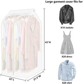 img 3 attached to Large PEVA Translucent Garment Bag Organizer with Dustproof Cover | Hanging Wardrobe Storage Bag for Closet | Magic Tape and Zipper Design | Clothing Storage with Translucent Fabric