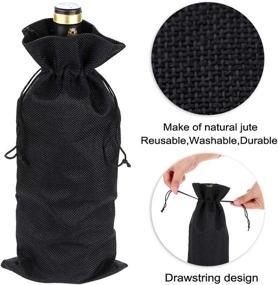 img 1 attached to 🍾 12-Pack Wine Bags, Jute Champagne Bottle Covers with Drawstring for Wedding Party Favors, Christmas Wine Tasting - Black