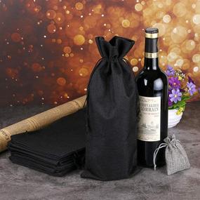 img 2 attached to 🍾 12-Pack Wine Bags, Jute Champagne Bottle Covers with Drawstring for Wedding Party Favors, Christmas Wine Tasting - Black