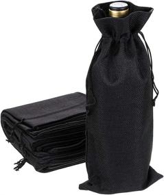 img 4 attached to 🍾 12-Pack Wine Bags, Jute Champagne Bottle Covers with Drawstring for Wedding Party Favors, Christmas Wine Tasting - Black