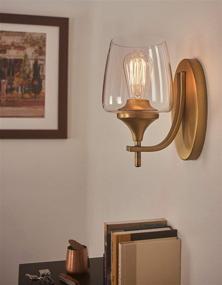 img 3 attached to Kira Home Stella 10-Inch Contemporary Wall Sconce/Light with Wine Glass Shade in Warm Brass Finish