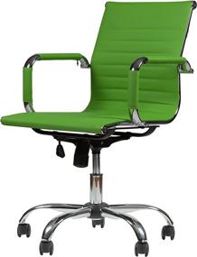 img 3 attached to Winport Furniture WF-7160 Mid-Back Leather Office Desk Chair: Single Stack, Green - Optimal Comfort and Style