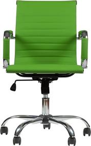 img 4 attached to Winport Furniture WF-7160 Mid-Back Leather Office Desk Chair: Single Stack, Green - Optimal Comfort and Style