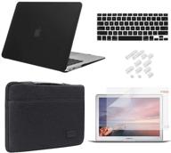 🖥️ dqqh macbook air 13 inch case 2020 2019 2018 release a2337 m1 a2179 a1932 with retina display, 5-in-1 bundle plastic hard shell cover, sleeve bag, keyboard cover, screen protector, dust plug, black logo