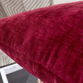 img 2 attached to 🛋️ TEAGAN Throw Pillow Covers - Soft and Cozy Chenille Decorative Cushion Cases for Home Bedroom Living Room Couch Bed Sofa, 18x18 Inch Deep Red (Pack of 2)