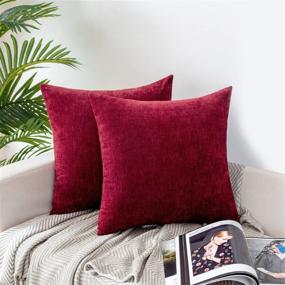 img 3 attached to 🛋️ TEAGAN Throw Pillow Covers - Soft and Cozy Chenille Decorative Cushion Cases for Home Bedroom Living Room Couch Bed Sofa, 18x18 Inch Deep Red (Pack of 2)