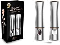 🧂 stainless steel electric salt and pepper grinder set - adjustable, battery operated spice mills - automatic shakers for kitchen - perfect housewarming, wedding, or shower gift idea logo