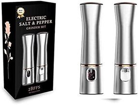 img 3 attached to 🧂 Stainless Steel Electric Salt and Pepper Grinder Set - Adjustable, Battery Operated Spice Mills - Automatic Shakers for Kitchen - Perfect Housewarming, Wedding, or Shower Gift Idea