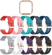 💪 leefox 10-pack fitbit blaze bands with rose gold frame - sport silicone replacement straps for fitbit blaze smart fitness watch logo