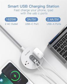 img 3 attached to 💡 Compact Power Strip Surge Protector with USB C and 5 ft Power Cord - Perfect for Travel, Home, and Office