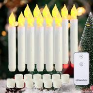 🕯️ raycare led flameless taper candles: remote operated, flickering warm white light - set of 12 for halloween, christmas, wedding логотип