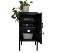 🗄️ locker end table: stylish metal storage cabinet for bedroom and office - versatile tall nightstand, side table, or kids nightstand (27.6"x13.75"x16.1") in black логотип