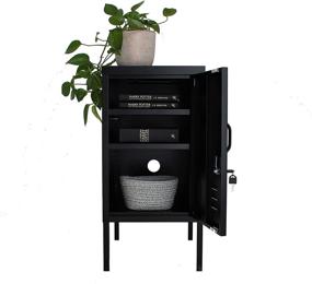 img 4 attached to 🗄️ Locker End Table: Stylish Metal Storage Cabinet for Bedroom and Office - Versatile Tall Nightstand, Side Table, or Kids Nightstand (27.6"x13.75"x16.1") in Black