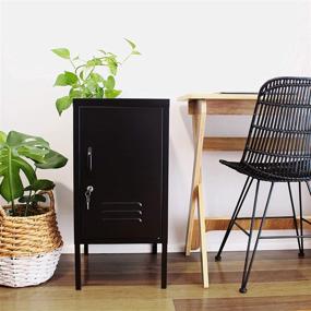 img 3 attached to 🗄️ Locker End Table: Stylish Metal Storage Cabinet for Bedroom and Office - Versatile Tall Nightstand, Side Table, or Kids Nightstand (27.6"x13.75"x16.1") in Black