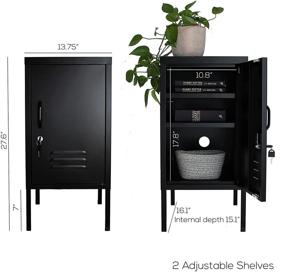 img 1 attached to 🗄️ Locker End Table: Stylish Metal Storage Cabinet for Bedroom and Office - Versatile Tall Nightstand, Side Table, or Kids Nightstand (27.6"x13.75"x16.1") in Black