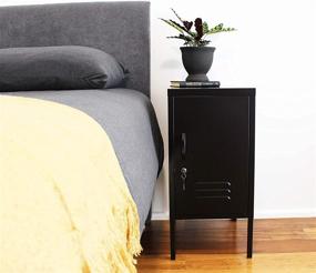 img 2 attached to 🗄️ Locker End Table: Stylish Metal Storage Cabinet for Bedroom and Office - Versatile Tall Nightstand, Side Table, or Kids Nightstand (27.6"x13.75"x16.1") in Black