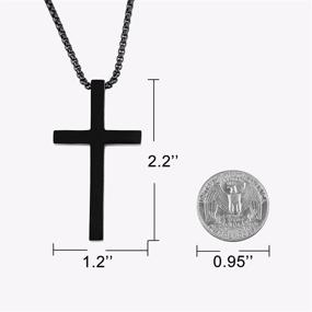 img 2 attached to Stainless Steel Christian Cross Pendant Necklaces for Men - Gold, Silver, and Black Plated Faith Religious Minimalist Baptism Jewelry, Prayer Gifts, Chain Length Options: 16-30 Inch