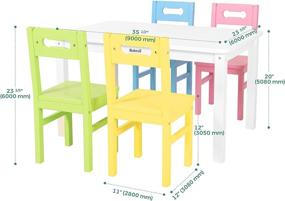 img 3 attached to Bateso Kids Wooden Table & Chairs Set: Colorful 5-Piece Solid Children's Furniture for Eating, Learning, and Activity - Ideal for Toddlers, Girls, Boys at Home, Classroom, or Outside