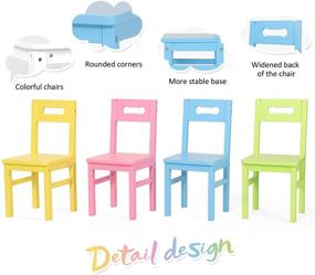 img 2 attached to Bateso Kids Wooden Table & Chairs Set: Colorful 5-Piece Solid Children's Furniture for Eating, Learning, and Activity - Ideal for Toddlers, Girls, Boys at Home, Classroom, or Outside