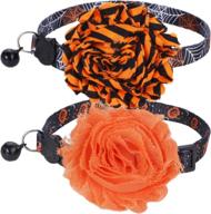 🎃 boombone 2 pack halloween cat collar set: breakaway design, bell and flower charm included logo