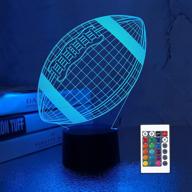 🏈 3d american football night light for kids - optical illusion rugby lamp with remote control, 16 colors changing - ideal gift idea for sport fan boys girls room decor - perfect for birthday, christmas, valentine's day - by lampeez логотип