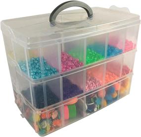 img 4 attached to 🗄️ Deluxe Craft Storage Box: Three-Tier Stackable Bins for Art Supplies, Craft Supplies, Jewelry, Tools, Seeds, Sewing Supplies, and More