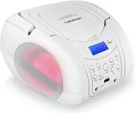 📻 lauson woodsound cp555: portable cd player radio boombox with aux, usb port, led light (white) logo