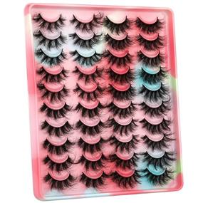 img 3 attached to Enhance Your Look with Newcally Lashes: 20MM Long 5D Wispy False Eyelashes Multipack - 20 Pairs