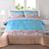 🌟 boho-sand comforter set: dreamy star ocean beach printed bedding for a cozy queen bed logo