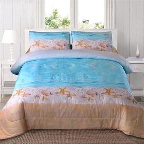 img 4 attached to 🌟 Boho-Sand Comforter Set: Dreamy Star Ocean Beach Printed Bedding for a Cozy Queen Bed