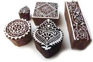 🪶 set of 5 hand carved wood block print stamps - square and border patterns logo
