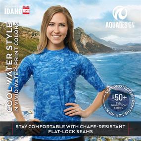 img 2 attached to ☀️ UPF50+ Aqua Design Women's Short Sleeve Rashguard Swim Shirt: Effective Sun Protection