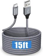 15фт длинный кабель usb type c: быстрая зарядка nylon braided charger cord от etguuds для samsung galaxy, lg, moto, google, sony, switch, камеры и других usb c устройств логотип