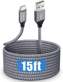 img 4 attached to 15фт длинный кабель USB Type C: быстрая зарядка Nylon Braided Charger Cord от etguuds для Samsung Galaxy, LG, Moto, Google, Sony, Switch, камеры и других USB C устройств