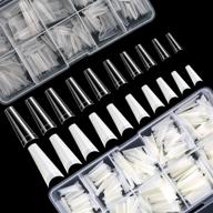 💅 1000 pcs french coffin ballerina nail tips: perfect acrylic nails for nail salon, diy nail art, and ballerina nails- clear+natural in clear plastic cases logo