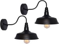 brightess retro black wall sconce gooseneck barn flat lamp - vintage and industrial led lamp fixtures (2 packs) логотип