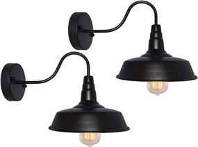 img 4 attached to BRIGHTESS Retro Black Wall Sconce Gooseneck Barn Flat Lamp - Vintage and Industrial LED Lamp Fixtures (2 Packs)