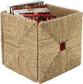 img 2 attached to 🧺 Honey-Can-Do STO-03666 Natural Seagrass Folding Basket with Handles, 11.5 x 10.6 x 10.6 inches