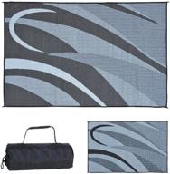 улучшите свой внешний вид с помощью стильного кемпинга ga1 реверсивный пляжный коврик 8' x 12', черный/серебряный. логотип