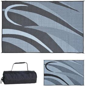 img 4 attached to Улучшите свой внешний вид с помощью стильного кемпинга GA1 Реверсивный пляжный коврик 8' x 12', черный/серебряный.