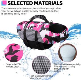 img 3 attached to 🐶 MAZORT Camouflage Dog Life Jacket, Reflective & Adjustable Preserver with Rescue Handle - Perfect for Swimming, Boating & Canoeing (Pink, Small)