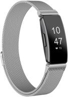 👍 amzpas mesh magnetic wristband for fitbit inspire 2, inspire hr, inspire, ace 2 - adjustable stainless steel loop, breathable - women's and men's (small, silver) logo