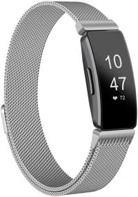 img 4 attached to 👍 AMZPAS Mesh Magnetic Wristband for Fitbit Inspire 2, Inspire HR, Inspire, Ace 2 - Adjustable Stainless Steel Loop, Breathable - Women's and Men's (Small, Silver)