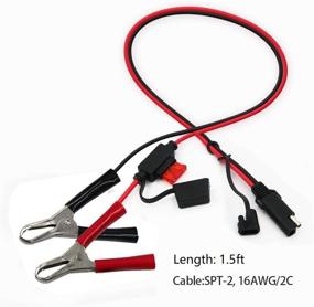 img 3 attached to 🔌 Slim 1.5FT 12V SAE 2Pin Quick Disconnect Cable - KUNCAN SAE to Battery Alligator Clip with 7.5A Fuse (1 Pack)