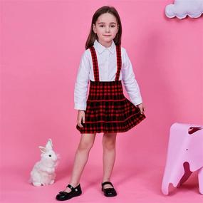 img 3 attached to Girls Solid Flare Suspender Skirt Girls' Clothing